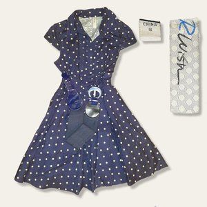 Girl's Short Sleeve Polka Dot Dress